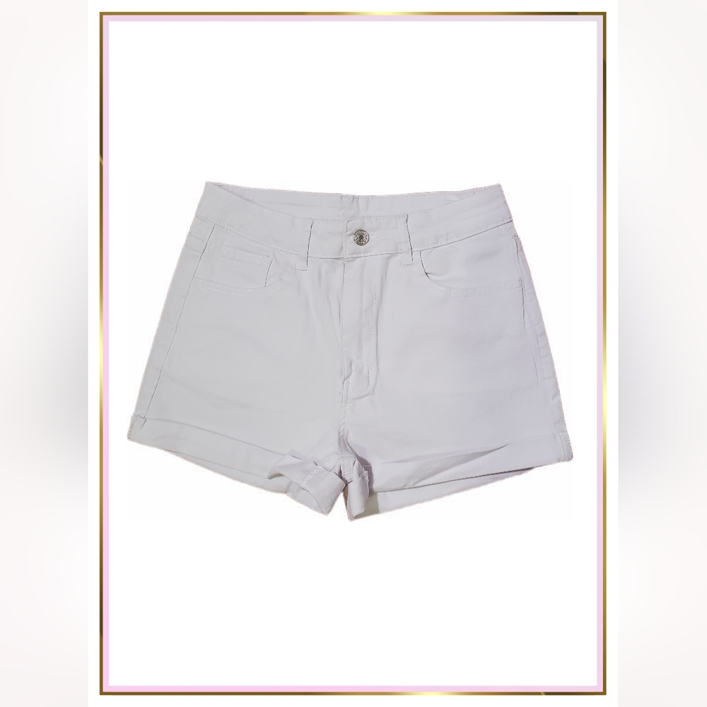 Women’s White High-Rise Waist Casual Stretch Jean Shorts